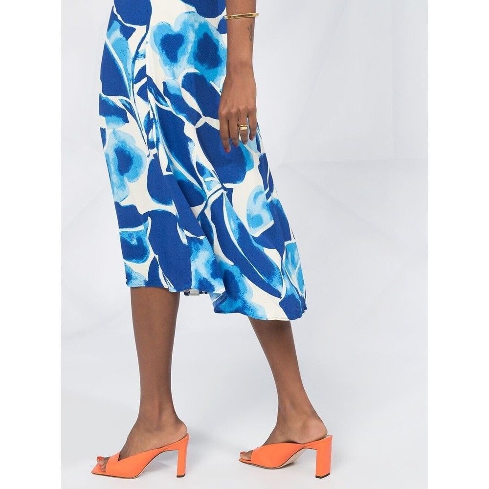 DVF Cecilia Crepe Midi Dress XS $348 Blue Crema - Picture 11 of 11